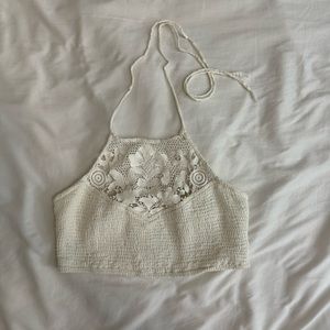 Free people white bohemian crop top